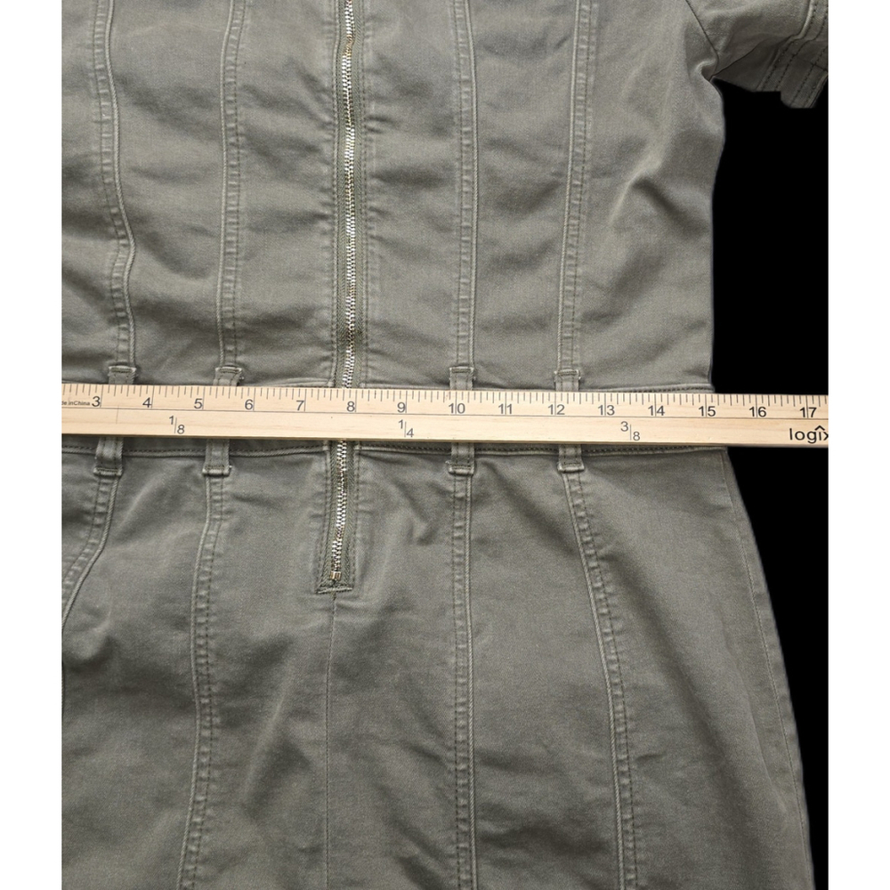 White House Black Market Shirt Dress Womens 6 Olive Green Belted Utility Stretch - Picture 9 of 9